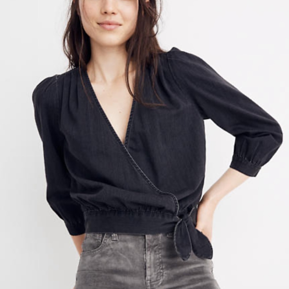Madewell Wrap Top Black Denim